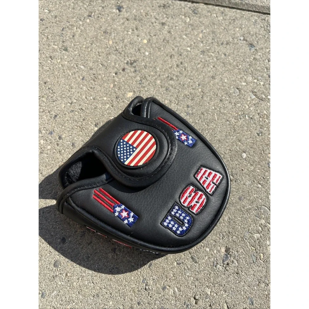 USA Mallet Putter Cover – Patriotic American Flag Magnetic Golf Headcover Blanc